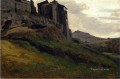 Marino Large Buildings on the Rocks plein air Romanticism Jean Baptiste Camille Corot